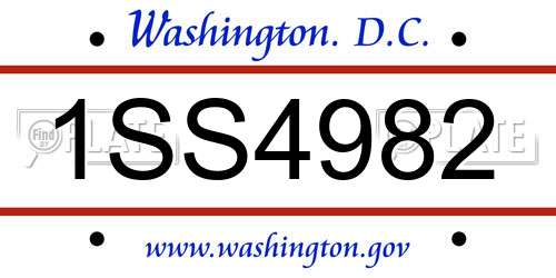 1SS4982 District Of Columbia License Plate