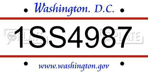 1SS4987 District Of Columbia License Plate