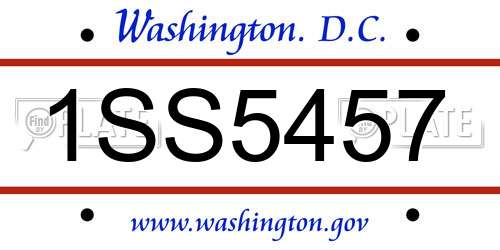 1SS5457 District Of Columbia License Plate