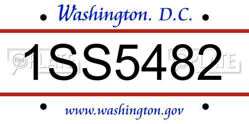 1SS5482 District Of Columbia License Plate