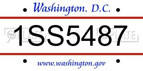 1SS5487 District Of Columbia License Plate
