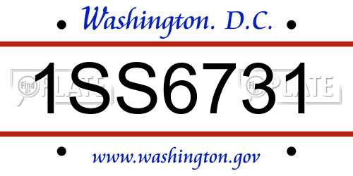 1SS6731 District Of Columbia License Plate