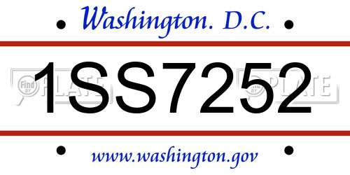 1SS7252 District Of Columbia License Plate