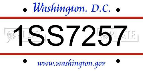 1SS7257 District Of Columbia License Plate