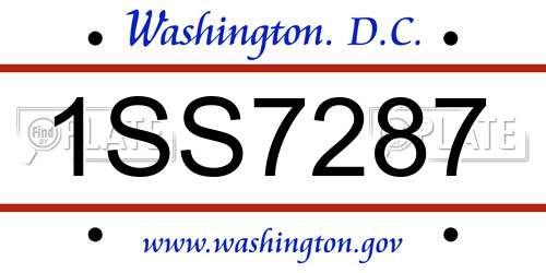 1SS7287 District Of Columbia License Plate