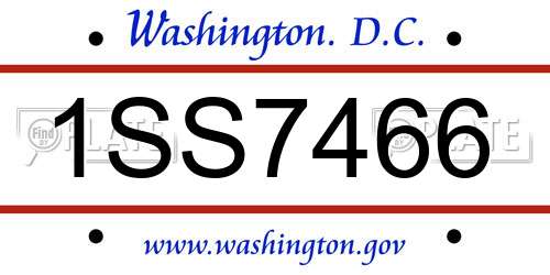 1SS7466 District Of Columbia License Plate