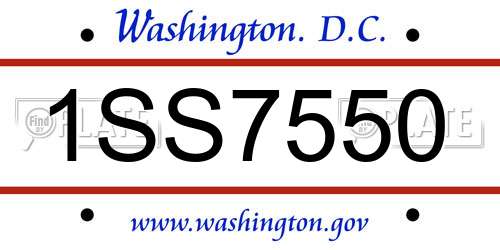 1SS7550 District Of Columbia License Plate