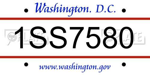 1SS7580 District Of Columbia License Plate