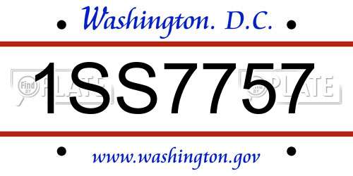 1SS7757 District Of Columbia License Plate