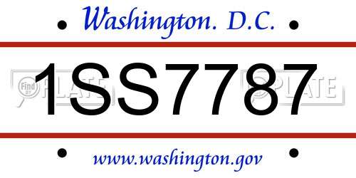1SS7787 District Of Columbia License Plate