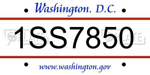 1SS7850 District Of Columbia License Plate