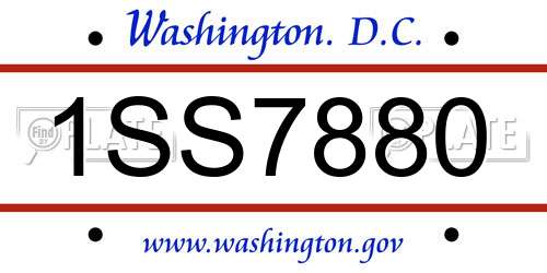 1SS7880 District Of Columbia License Plate