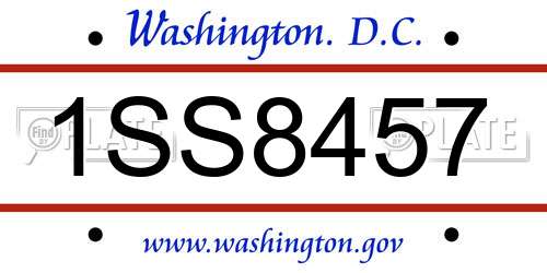 1SS8457 District Of Columbia License Plate