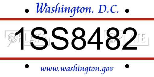 1SS8482 District Of Columbia License Plate