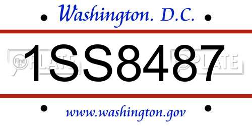 1SS8487 District Of Columbia License Plate