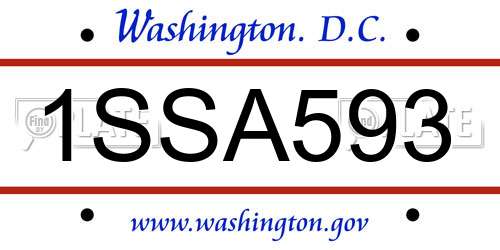 1SSA593 District Of Columbia License Plate