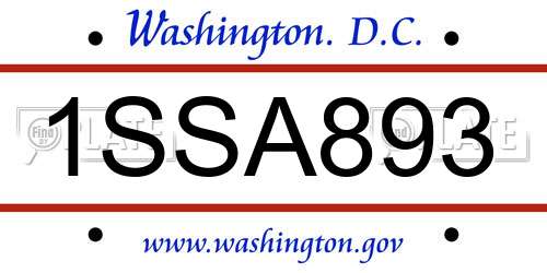 1SSA893 District Of Columbia License Plate