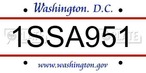 1SSA951 District Of Columbia License Plate