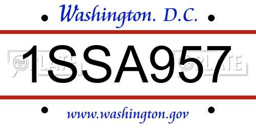 1SSA957 District Of Columbia License Plate