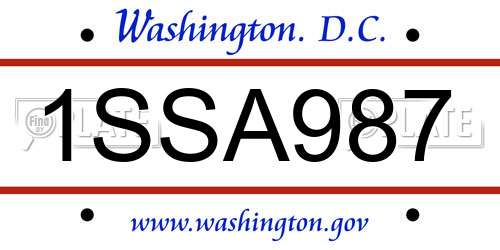 1SSA987 District Of Columbia License Plate