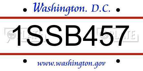 1SSB457 District Of Columbia License Plate