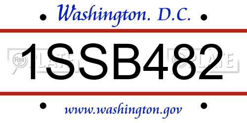 1SSB482 District Of Columbia License Plate