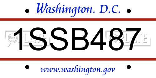 1SSB487 District Of Columbia License Plate