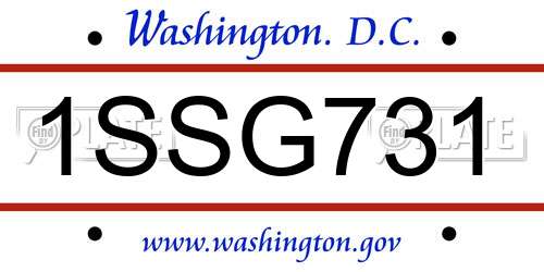 1SSG731 District Of Columbia License Plate