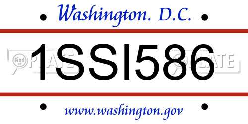 1SSI586 District Of Columbia License Plate