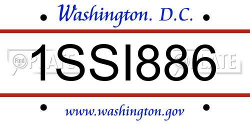 1SSI886 District Of Columbia License Plate
