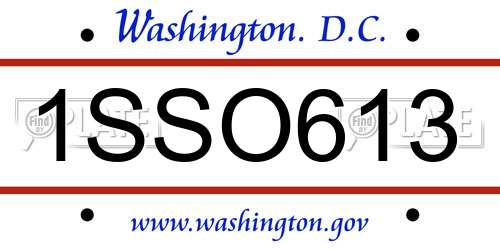 1SSO613 District Of Columbia License Plate