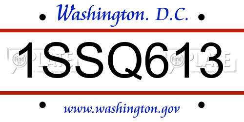 1SSQ613 District Of Columbia License Plate