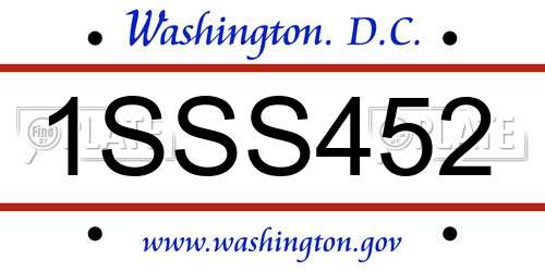 1SSS452 District Of Columbia License Plate