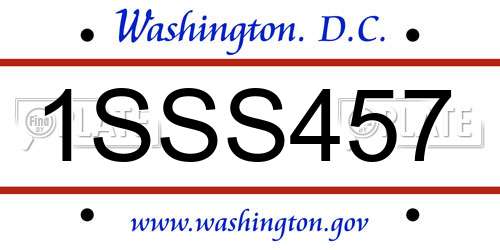 1SSS457 District Of Columbia License Plate