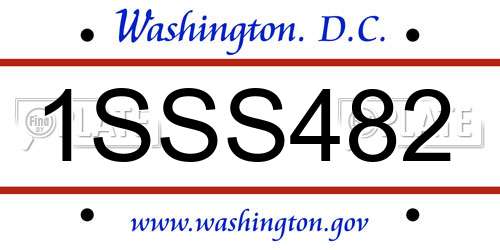 1SSS482 District Of Columbia License Plate