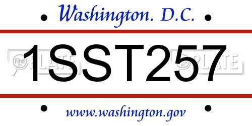 1SST257 District Of Columbia License Plate