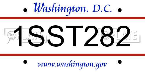 1SST282 District Of Columbia License Plate