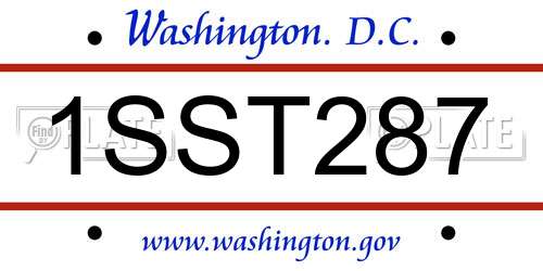1SST287 District Of Columbia License Plate
