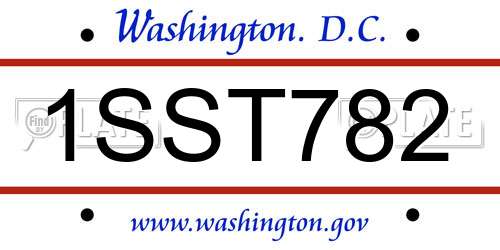 1SST782 District Of Columbia License Plate