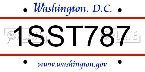 1SST787 District Of Columbia License Plate