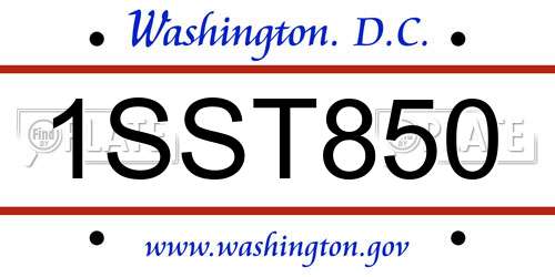 1SST850 District Of Columbia License Plate