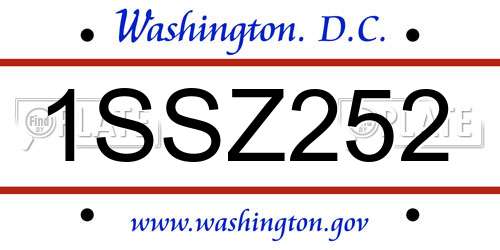 1SSZ252 District Of Columbia License Plate