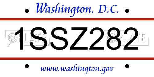 1SSZ282 District Of Columbia License Plate
