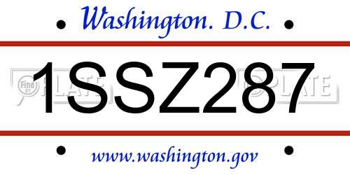 1SSZ287 District Of Columbia License Plate