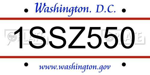 1SSZ550 District Of Columbia License Plate