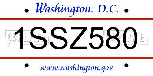 1SSZ580 District Of Columbia License Plate