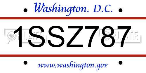 1SSZ787 District Of Columbia License Plate
