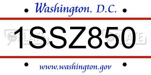 1SSZ850 District Of Columbia License Plate