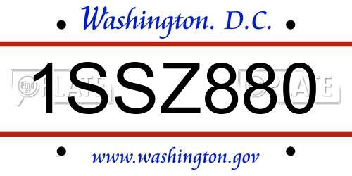 1SSZ880 District Of Columbia License Plate