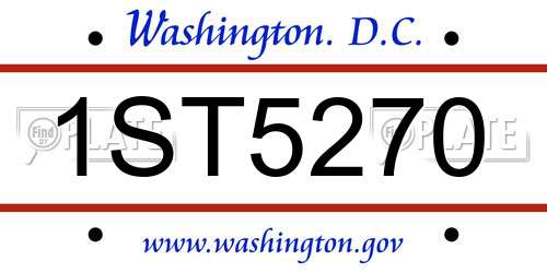 1ST5270 District Of Columbia License Plate
